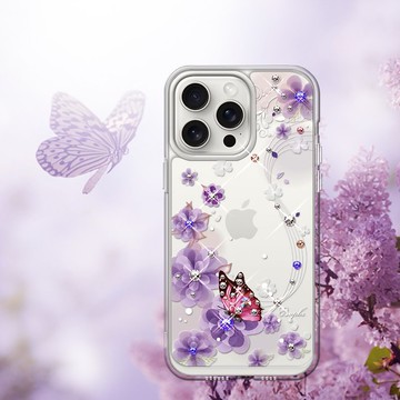 iPhone17/16/15/14/13/12系列 防震雙料水晶彩鑽手機殼-迷情蝶戀