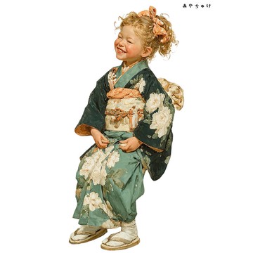 【12月新品4】07-114-0011 人物貼紙 和服復古