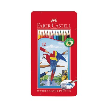 【Faber-Castell】輝柏 水性色鉛筆  附水彩筆 鐵盒 12色 /盒 115913