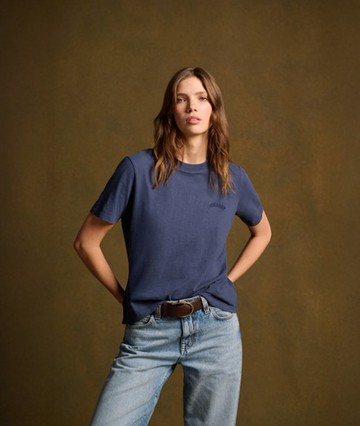 Superdry Women's Essential Logo Washed T-shirt Navy Size: 6