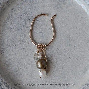 耳扣專用飾墜三種組合（赫基蒙鑽石・貝珠・淡水珍珠）【單耳】・14kgf