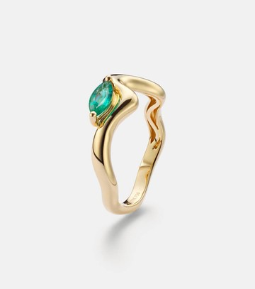 Shay Jewelry 18kt yellow gold (750/1000) ring with emeralds