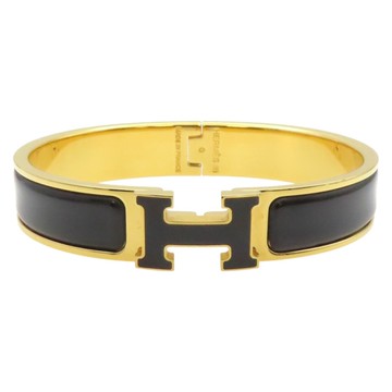 HERMES 愛馬仕 黑色琺瑯 金色鍍金 Clic H 手環 【二手名牌BRAND OFF】