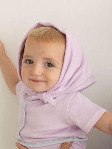 Cotton Double-knit Short-sleeve Bodysuit Set [Baby Pink]