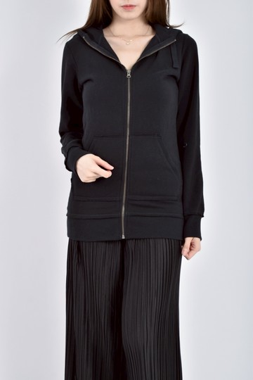 (S) h m質感刷毛長袖連帽黑色外套