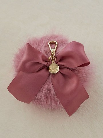 暖毛絨蝴蝶結緞帶球形吊飾(08001063200) - Maison de FLEUR