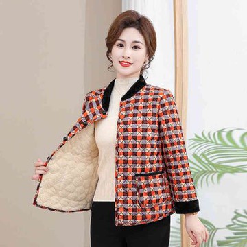 [韓國K.W.]現貨韓國方格菱紋鋪棉保暖外套