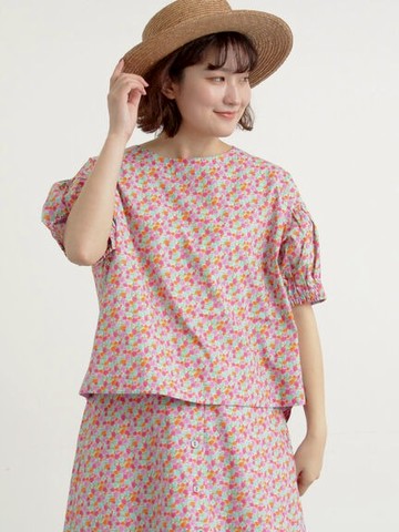 復古印花下擺綁帶設計襯衫上衣(0F000579710) - Samansa Mos2