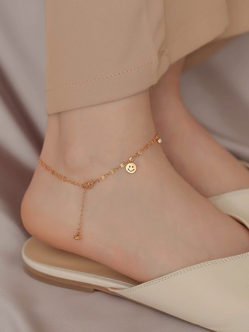 笑臉網紅腳鏈年新款潮高級感本命年腳繩簡約腳鐲腿鏈轉運足鏈