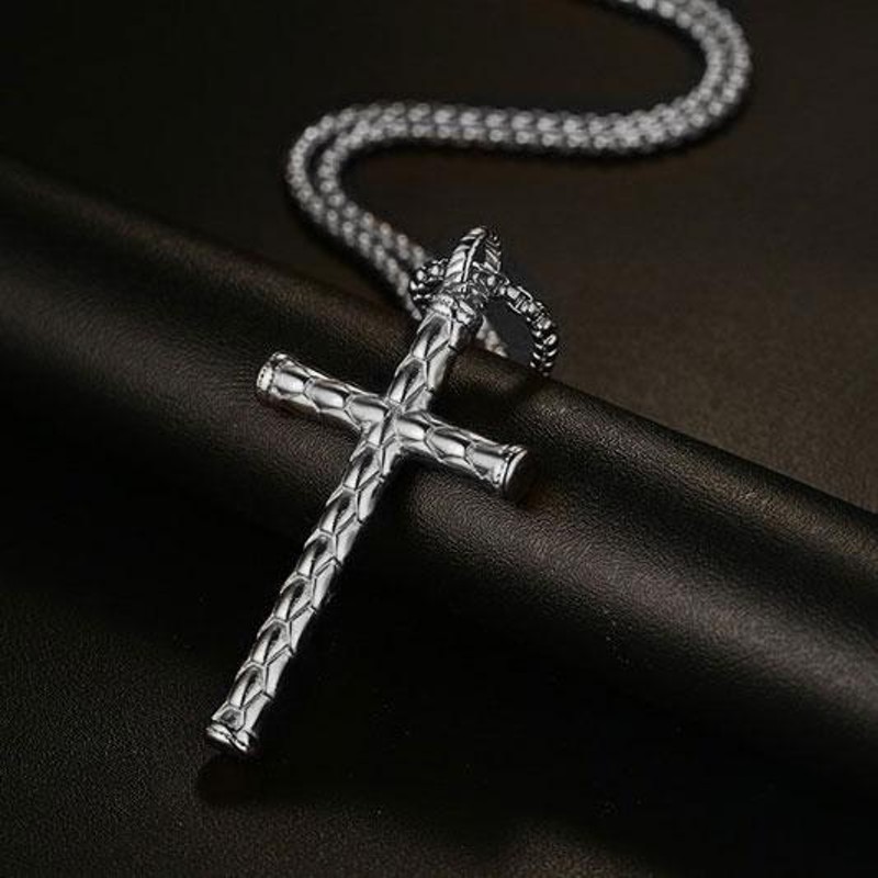 ネックレス 十字架 クロス メンズ レディース 十字 蛇柄 鱗 模様