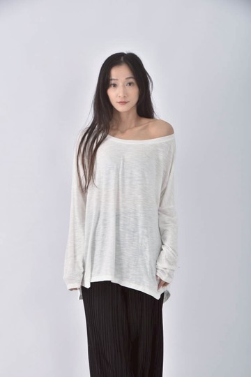 (XL) 棉質寬鬆長版白色長袖上衣