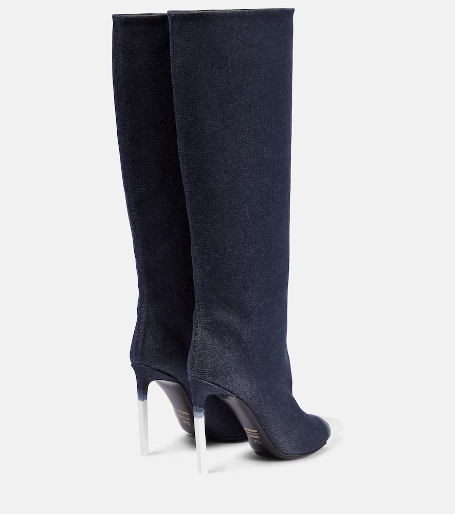 Tom Ford Bleached denim knee-high boots