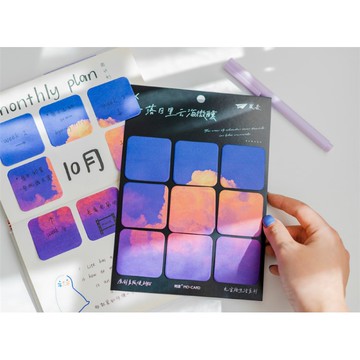 🍋檸檬青🍋現貨INS風景九宮格生活系列8款90枚入留言記事便利貼N次貼手帳裝飾素材