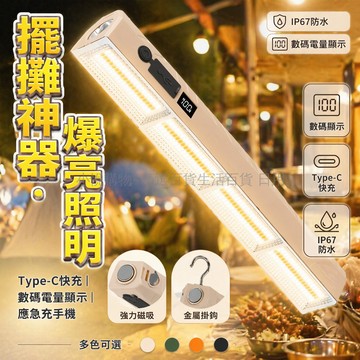 台灣出貨✨ LED 充電露營燈 高亮戶外應急燈 磁吸掛鉤設計 長續航照明燈 便攜手提野營燈