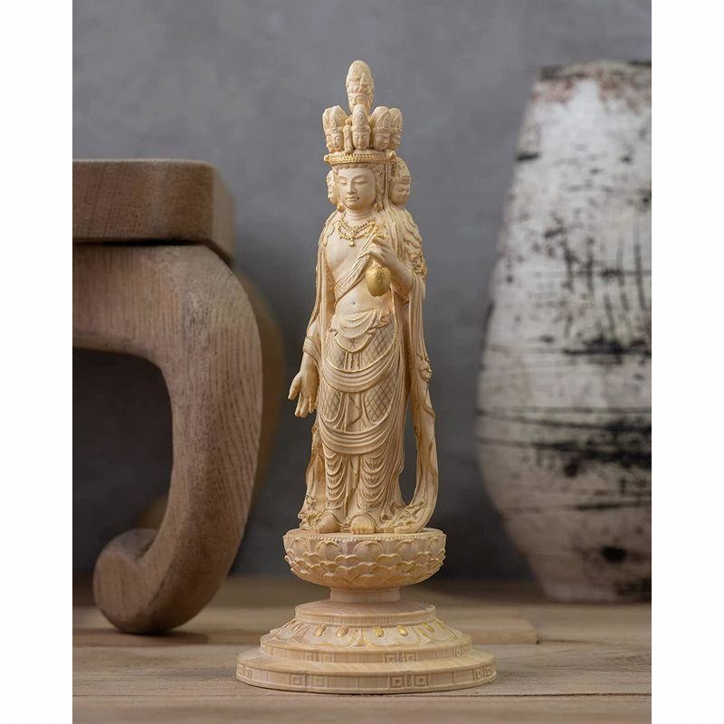 極小仏 十一面観音?12.5cm向源寺型（木製：ツゲ 金泥仕上）＿観世音