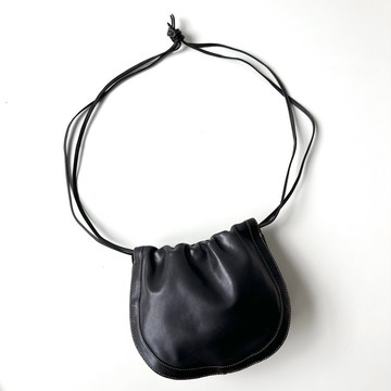 LOEWE深咖啡真皮側背包F84 vintage