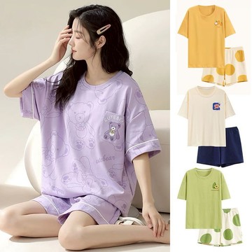 夏天睡衣 多款可選 夏季睡衣 帶胸墊可當家居服 大尺碼女生短袖睡衣套裝