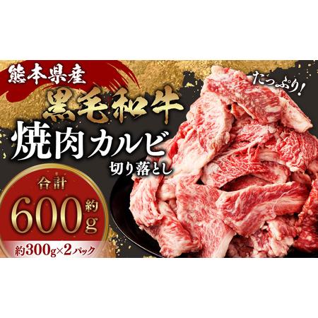 ふるさと納税 熊本県産黒毛和牛 焼肉 カルビ 切り落とし 約600g(300g×2パック) 牛肉 肉 熊本県水俣市