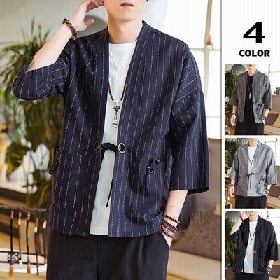 羽織 メンズ カーディガン はおり 浴衣風 男性 甚平 和風 着物 四季適用 花柄 七分袖 カジュアル 花火大会 夏 通販 Lineポイント最大get Lineショッピング