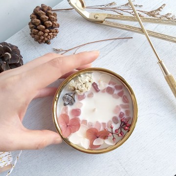 草莓晶 粉色繡球花 大理石碗  50g 250g 天然大豆蠟香氛蠟燭 晶石