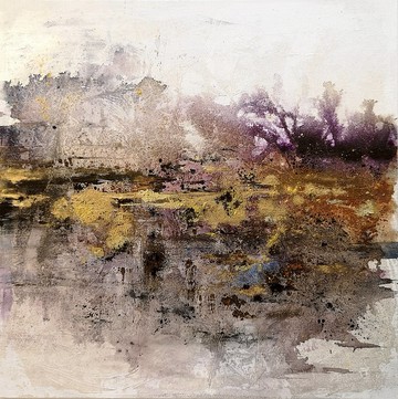 Abstract Painting Original Art on Canvas panel 40x40 cm.