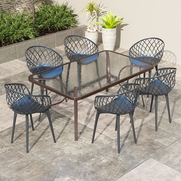 庭院休閒桌椅 戶外桌椅組合庭院花園休閑簡約陽臺小茶幾奶茶店外擺靠背椅子LL0092公司貨