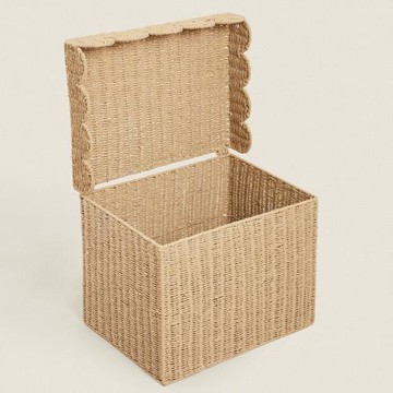 北歐風環保紙繩手工編織收納筐衣帽間衣服整理帶蓋防塵收納箱