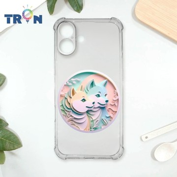TRON IPhone 16 PLUS 可愛紙雕柴犬 四角防摔 軟殼 手機殼