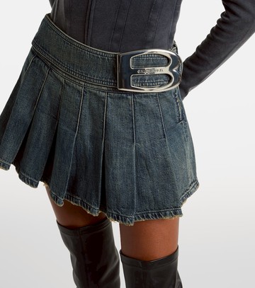 Balenciaga Pleated denim miniskirt