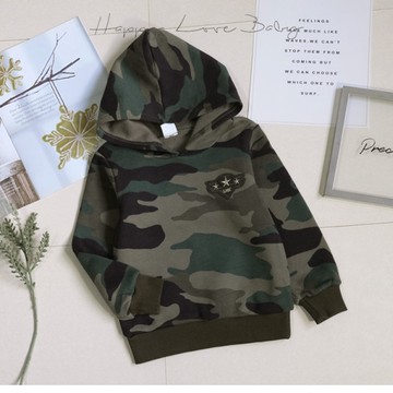 厚款 帥氣星星迷彩軍事風刷毛連帽上衣 秋冬 男童上衣 男童長袖 男童棉T 男童T恤 秋冬刷毛