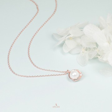 L'amour 優雅珍珠頸鏈 (玫瑰金)