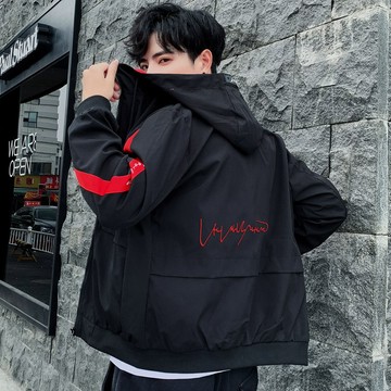 LARGE STORE 秋冬新款潮流秋装潮流字母運動外套 連帽外套 男生外套 防風外套 教練外套(K839)