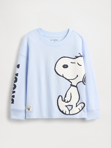 男幼童裝 Gap x Snoopy史努比聯名 Logo印花圓領長袖T恤-淺藍色