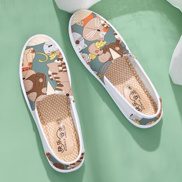 老北京布鞋女2025新款夏季一腳蹬品牌漁夫懶人鞋軟底開車帆布鞋子