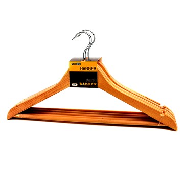 HK家居實木防滑衣架5入