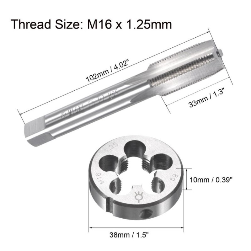 uxcell メトリックタップとダイセット HSS マシンねじタップ 合金工具