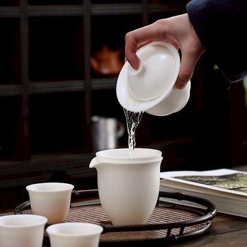 德化高白瓷純手工手造蓋碗茶具陶瓷三才杯蓋碗茶碗泡茶推薦| 台灣