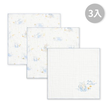 比得兔天絲三層紗布方巾3入 30×30cm