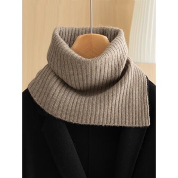 設計感！加厚100%純羊絨脖套女圍脖男秋冬季保暖疊穿開叉高領脖套