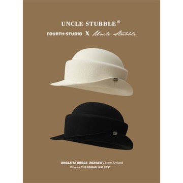 法式復古羊毛禮帽春秋高級感卷邊漁夫帽優雅氣質名媛風圓頂盆帽女