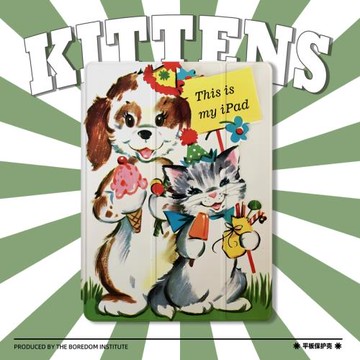 這是我的iPad！貓咪立牌可愛潮流適用于蘋果2024款iPadPro12.9/11三折保護殼air6/air5/mini6防摔氣囊平板殼