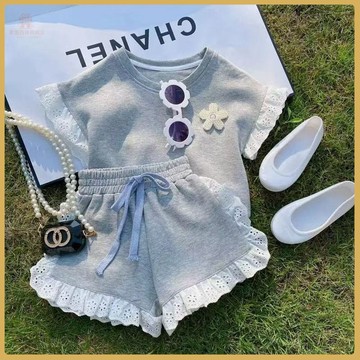 👍百搭童裝👍女童韓版ins夏裝短袖短褲套裝T恤衣服寶寶洋氣運動服中小童兩件套 ZCI8