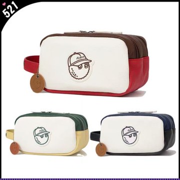 malbon新款高爾夫手包配飾撞色拼接皮革多功能手拎包球袋運動雙層