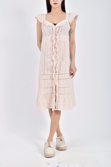 加購優惠(S) zax質感棉質純棉無袖粉色洋裝