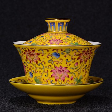 琺瑯彩蓋碗茶杯大號茶碗萬花青花粉彩功夫茶三才敬茶碗杯陶瓷茶具