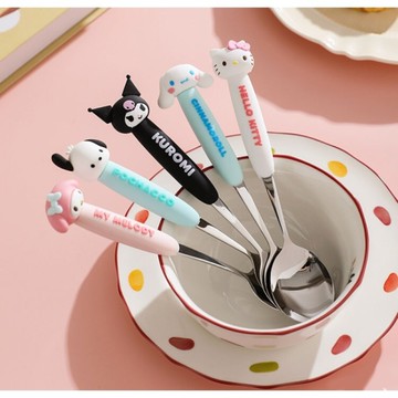 三麗鷗Sanrio 矽膠頭型餐具(叉子/湯匙)-酷洛米/凱蒂貓/大耳狗/帕恰狗/美樂蒂
