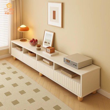 【朝暮心居】電視櫃 客廳家用 奶油風落地收納儲物一體大戶型 簡約電視櫃 8151