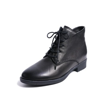 KOKKO都會率性柔軟羊皮微寬楦短靴黑色