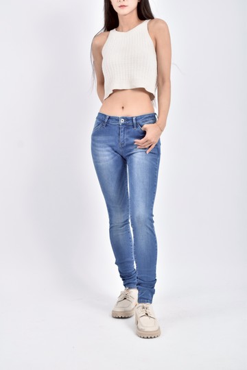 (S) uniqlo丹寧牛仔低腰藍色長褲