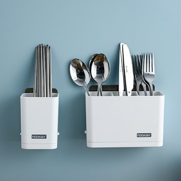 筷籠子家用壁掛免打孔廚房瀝水單人套裝勺子筷子筒簍【不二雜貨】